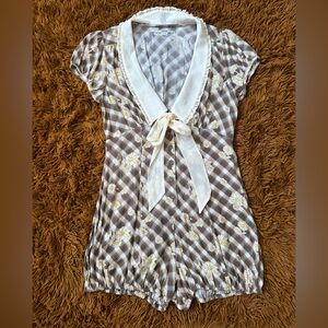 Urban Outfitters Floral Checkered romper